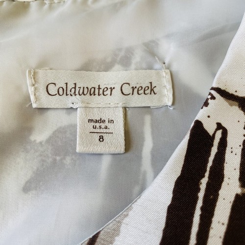 Coldwater Creek Dress Womens 8 Sleeveless Scooped Neck Brown Ivory Knee Length - Picture 9 of 11
