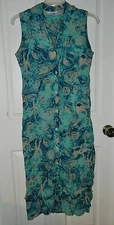 BUSTER N' BOGI womens Aqua Blue Print Rayon DRESS* S Small