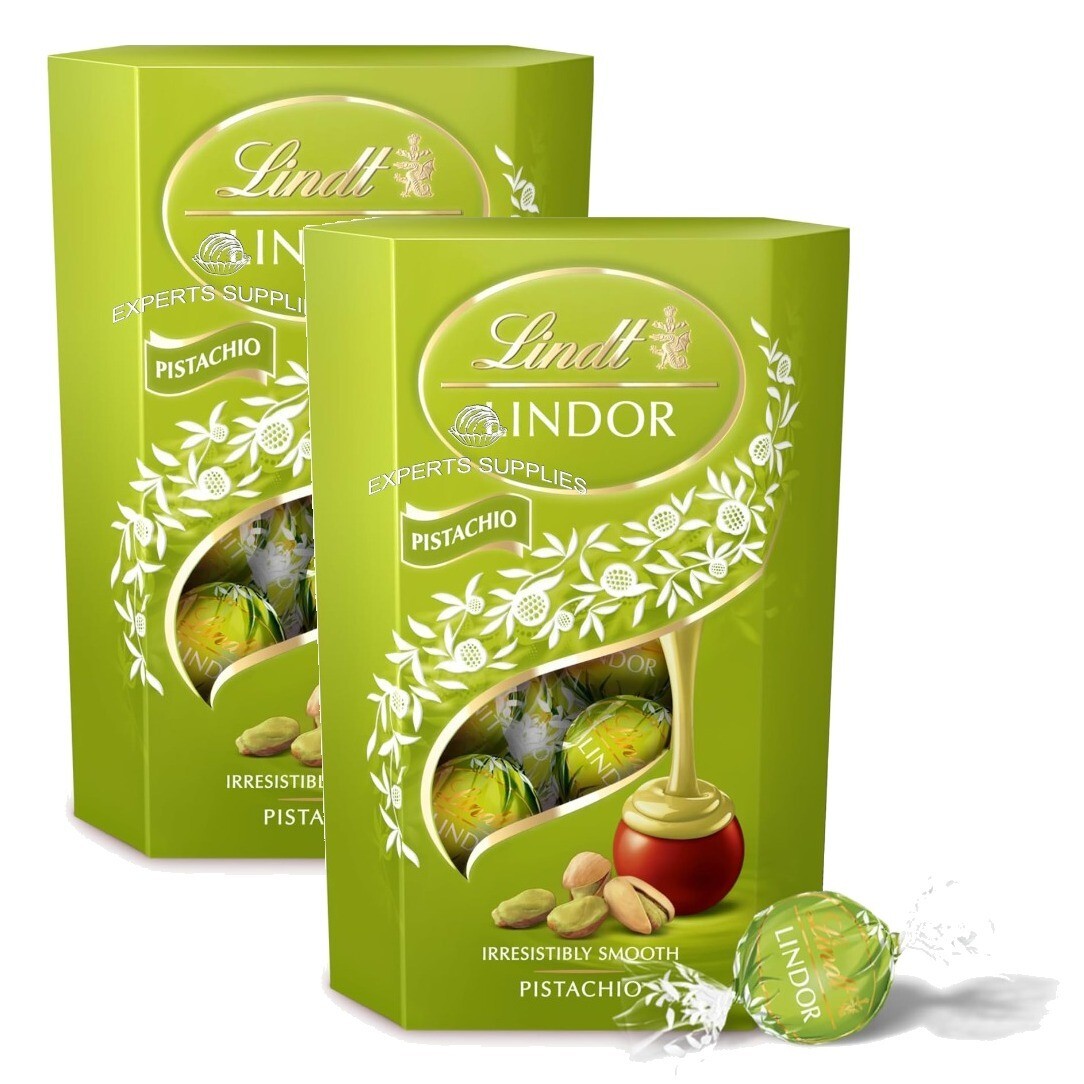 2 x Lindt Lindor Pistachio Chocolate Truffles Milk Smooth