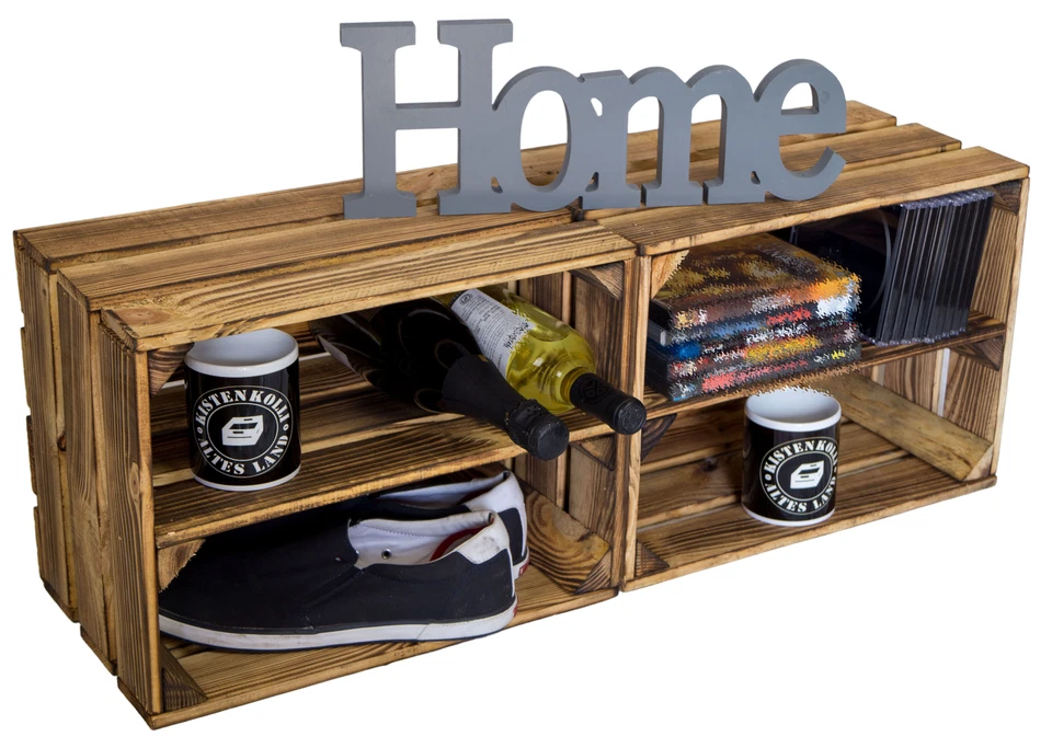 Obstkiste Bella Längs geflammt Kinderschuhregal Weinkisten Holzkistenregal Kiste - Bild 4 von 4