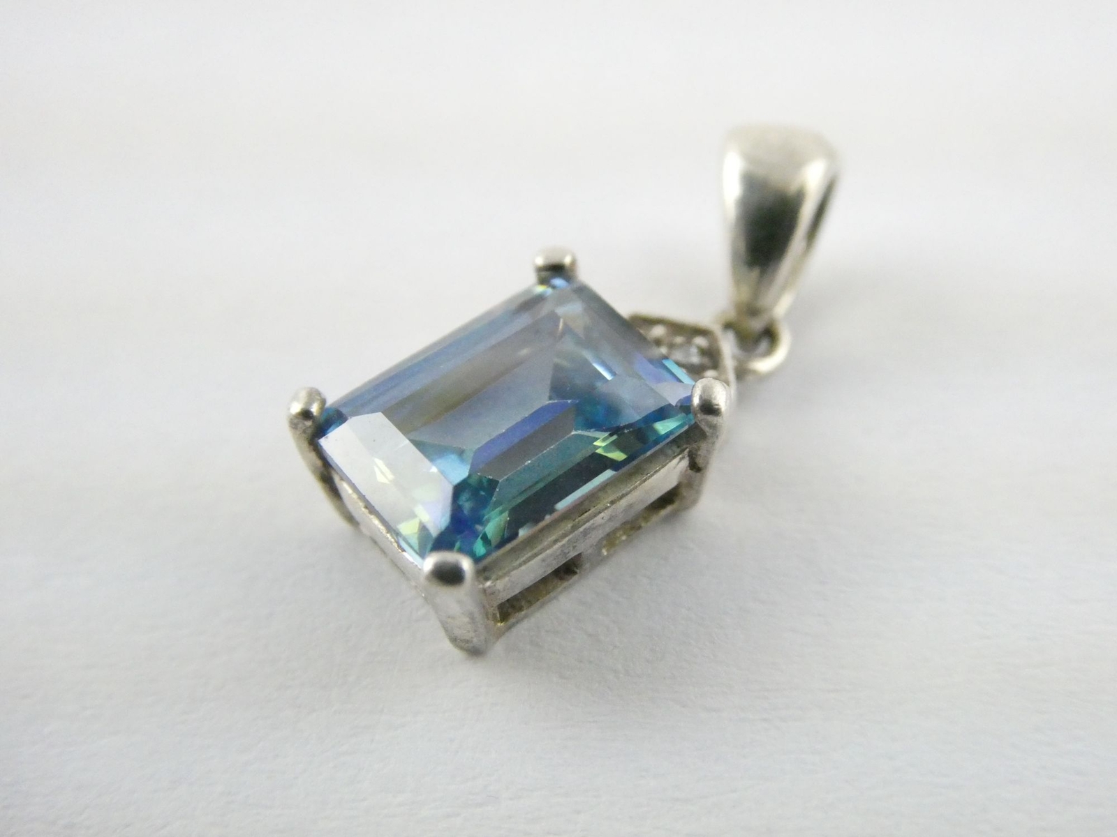 NV Sterling Silver Rectangular Cut Blue Topaz and… - image 3