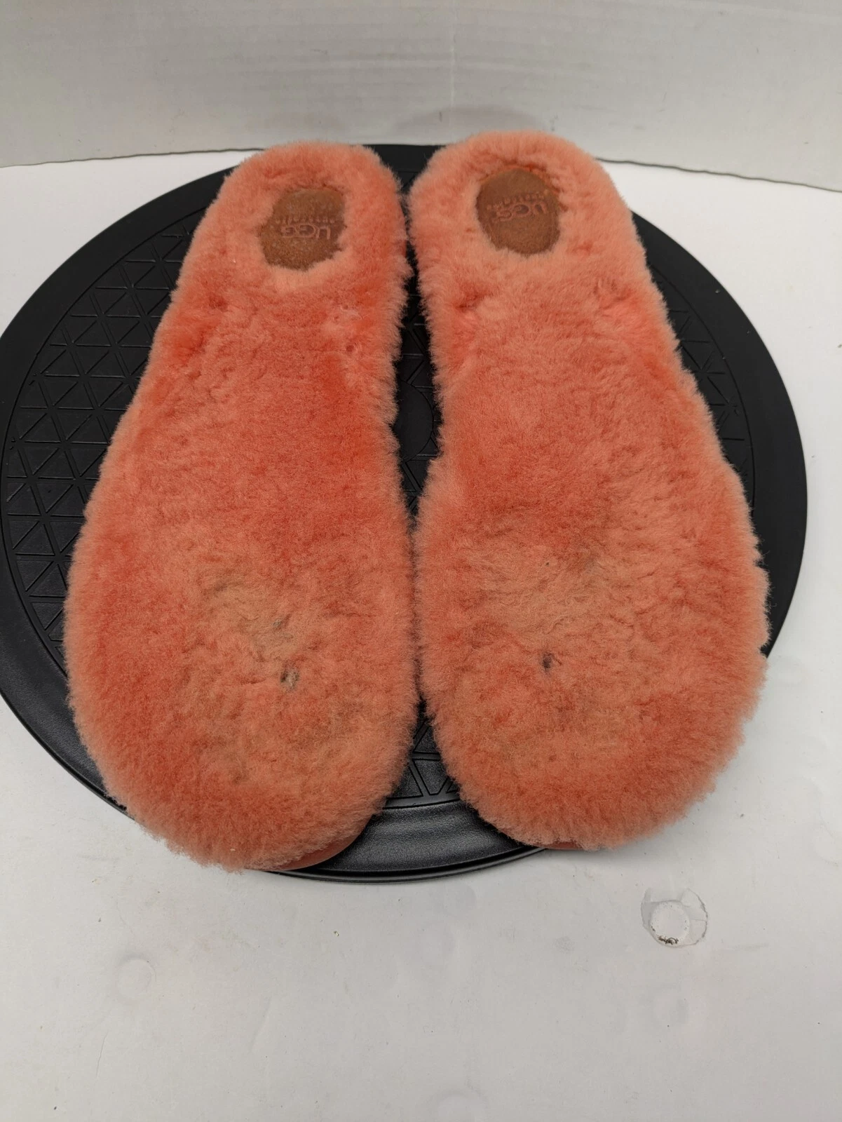 Infradito Ugg Fluffie soffice pelliccia sintetica arancione suola solo donna taglia 10