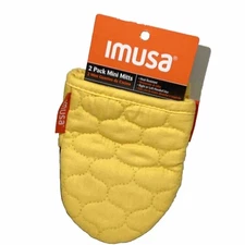 New IMUSA 2 Pack Mini Oven Mitts Heat Resistant 5.5x7 Yellow 100% Cotton 