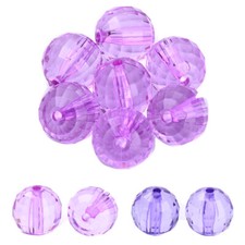 100pcs Transparent Acrylic Faceted Round Beads Mini Loose Spacer Beads 10x10mm