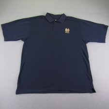 Notre Dame Fighting Irish Polo Shirt Mens XL Blue Adidas Short Sleeve Coaches 
