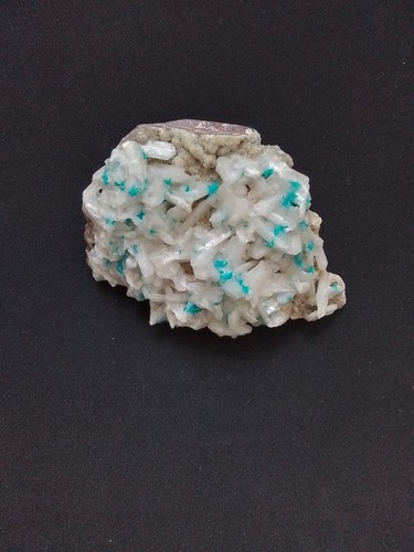 Cavansite on Stilbite from Wagholi quarry,Poona,India.