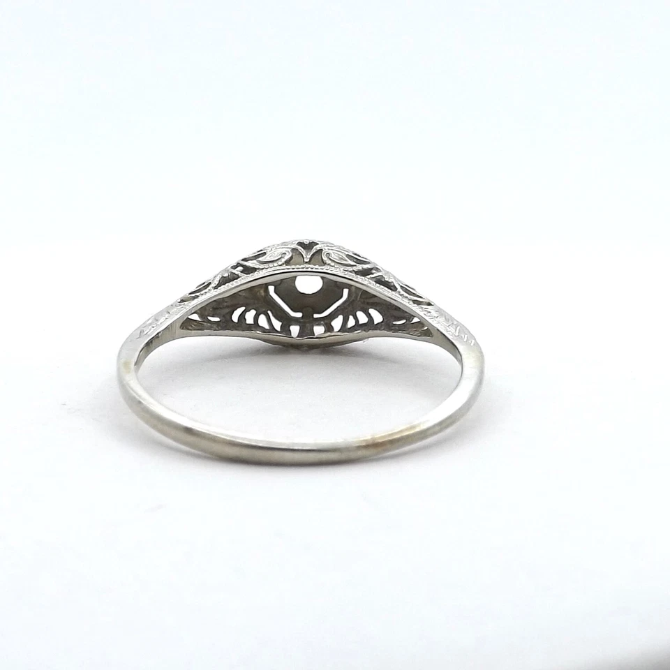 Art Deco 14k White Gold Engagement Ring Setting Mounting - Image 4 of 4