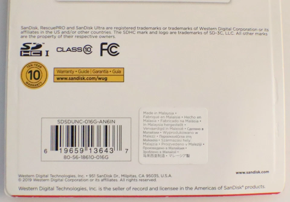 SanDisk Ultra SDHC UHS 1-Card 16GB New Factory Sealed - Image 2 of 4
