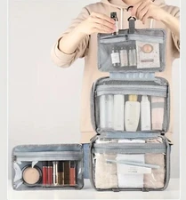 Travel Toiletry Cosmetic Makeup Bag Handles Large Hanging Organizer Storage Case