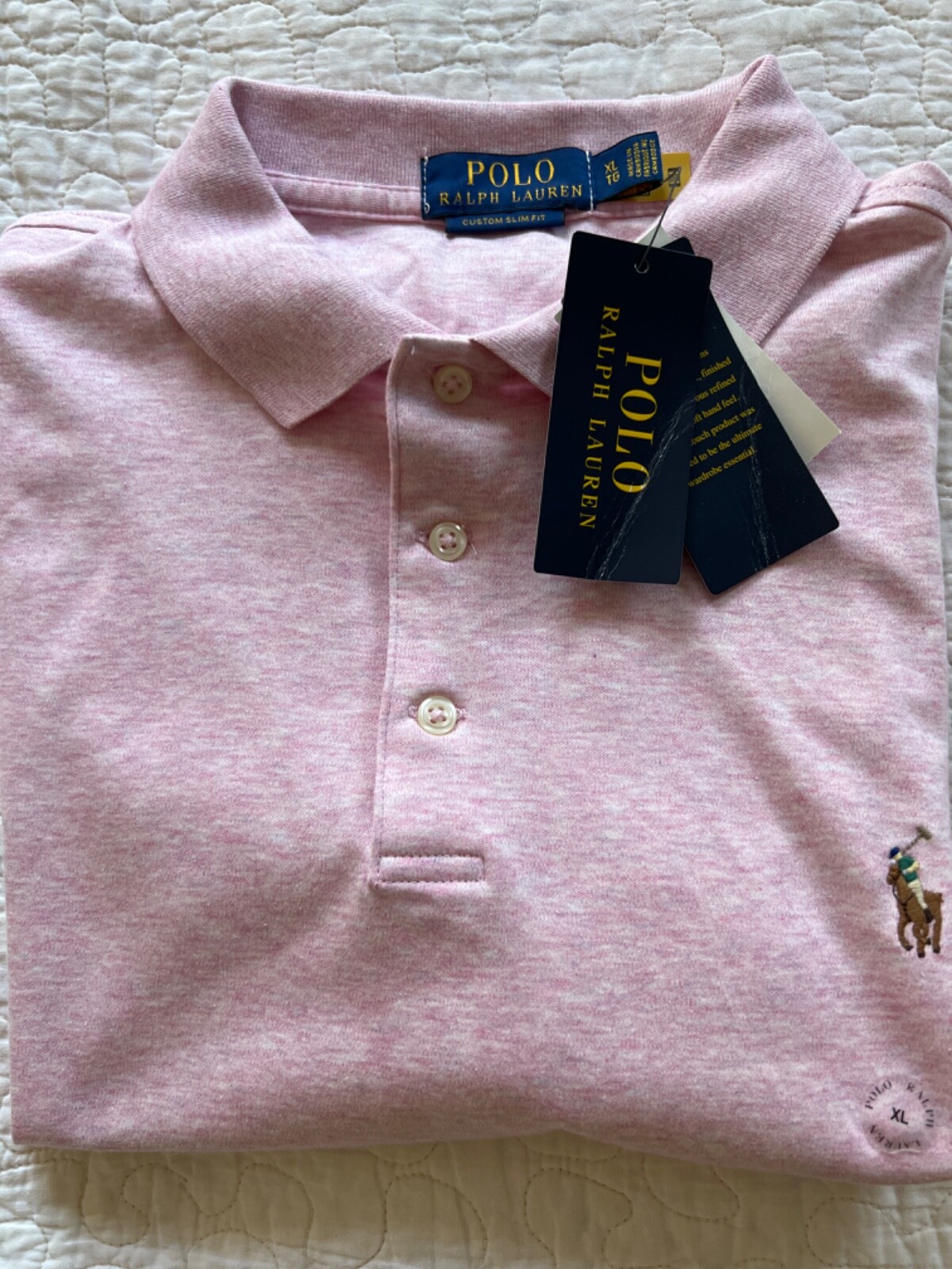 NWT Ralph Lauren Men Custom Slim Fit Pink Polo Pony Shirt Sz XL NEW eBay
