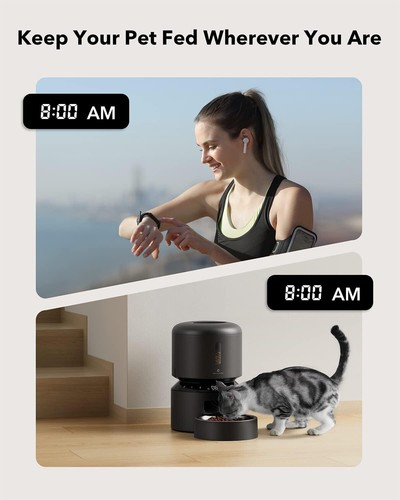 Automatic Cat Feeder, Timed Food Dispenser for Dry Food, 50 Portions, 6 Meals - Picture 5 of 37