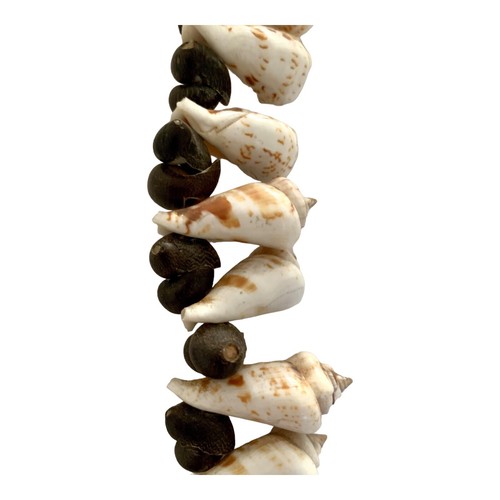 Vintage Statement Necklace Real Sea shell White Creamy Black Unique Long Chunky - Picture 2 of 9