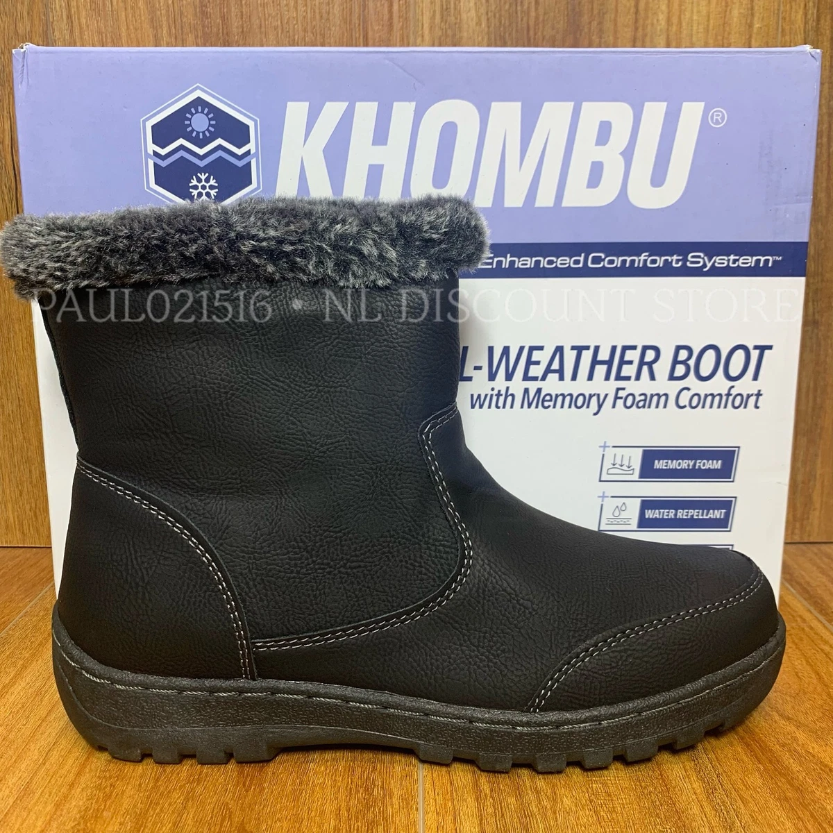 Women’s Khombu THERMAL Glacier Black Boots US Size 2 Khombu Black Winter Boots for Women for sale | eBay main image 2