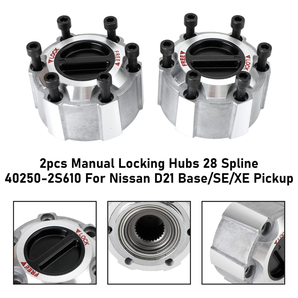 Bujes de bloqueo manual 2 piezas -28 Spline 40250-2S610 para camioneta Nissan D21 Base/SE/XE Foto 4 de 4