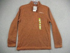 Eddie Bauer Sweater Small Brown 1/4 Zip Fleece Lined NWT