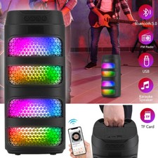 Portable Bluetooth Speaker w/ Dual 4in Woofers DJ Light, Wireless Party Speaker