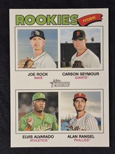 2026 Topps Heritage SP Quad Rookies Joe Rock Carson Seymour Elvis Alvarado #389