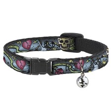 Cat Collar Breakaway with Bell Live Hard Die Young CLOSE-UP Turquoise NARROW Fit