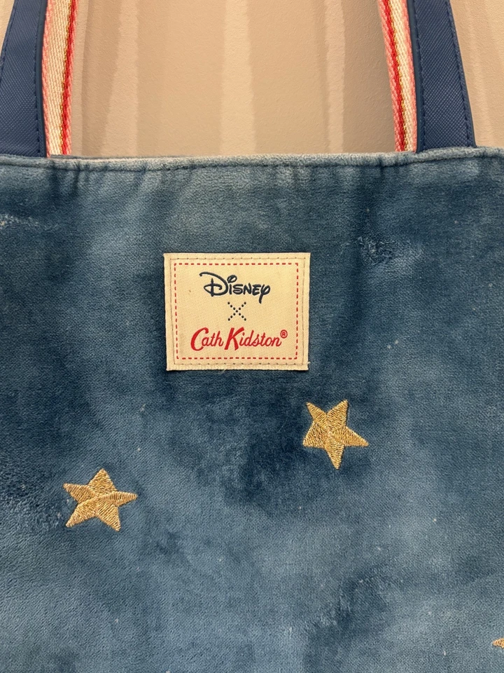 Cath Kidston x Disney Mickey Mouse Blue Velvet Tote Bag Shoulder Handbag V.RARE - Image 3 of 4
