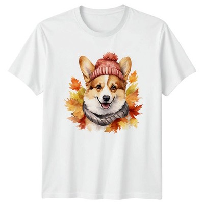 Aquarell Herbst Corgi Hund T-Shirt Corgi Erntedank Geschenk für Sie und Ihn