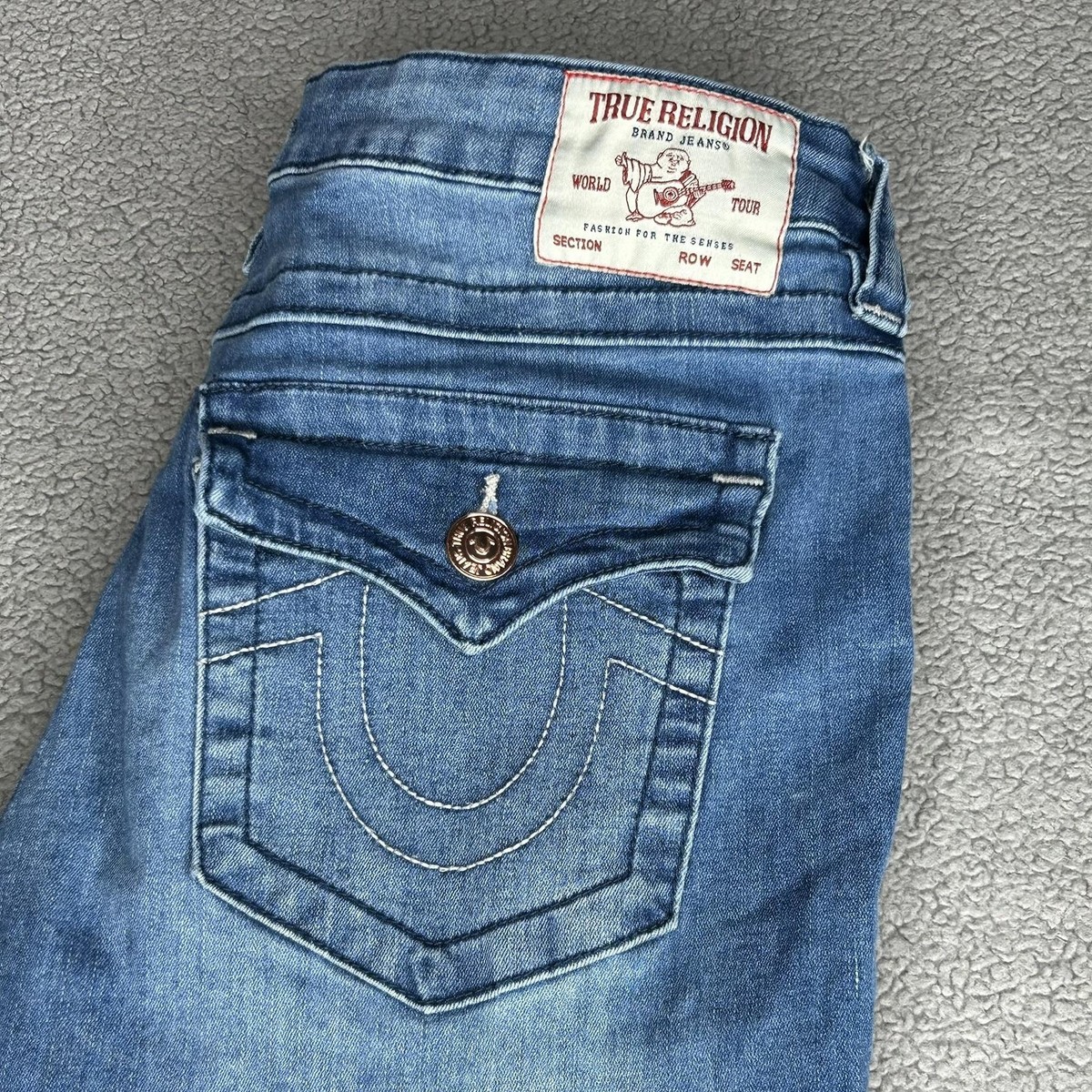 True Religion ライトブルーデニム 30 True Religion Jeans Women 30 Blue Joey Twist Seam Flare Flap