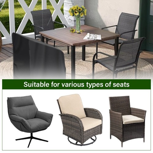 6er Pack Schwarz Terrasse Stuhl Abdeckung Outdoor Gartenmöbel Schutz für Rasen Hof - Bild 4 von 8