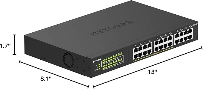 NETGEAR GS324P-100NAS 24-Port Gigabit Ethernet PoE+ Switch, Unmanaged - Black - Image 2 of 4