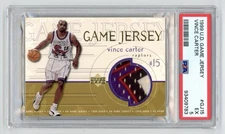 1999 Upper Deck Game Jersey Vince Carter Game Used Prime 4 Color Patch PSA 5 WOW