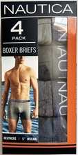NIB Nautica Boxer Briefs Heathers 4 PACK • Men's 5" Inseam Classic Fit SMALL