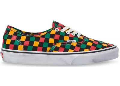VANS Authentic RASTA Mens Shoes (NEW) Washed CHECKERBOARD CHECKERS Free Shipping