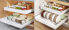 2Pack Pull Out Cabinet Organizers 21" Deep with Raising Pad for Framed Cabinets
