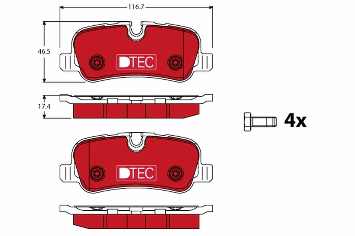 Rear TRW-OE GDB1632DTE Brake Pad Set, disc brake for LAND ROVER