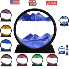 Elegant 3D Dynamic Sand Art in Round Glass - Perfect for Office Relaxation