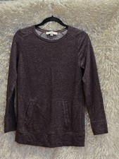 LOFT Purple Pullover Sweater Crew Neck Long Sleeve Pockets XS