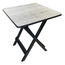19-inch Plastic Folding Outdoor Camp Side Table Gray Wood Grain