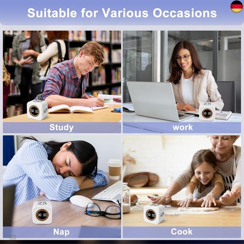 Cuteefun Cube Visueller Timer, Drehbarer Pomodoro Timer, 5/10/25/50 Minuten - Bild 7 von 7