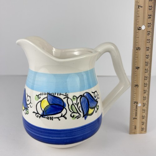 Vtg Japan Hand Painted Blue Floral Ceramic Creamer Pitcher 4.5” Retro Kitchen - Picture 8 of 10