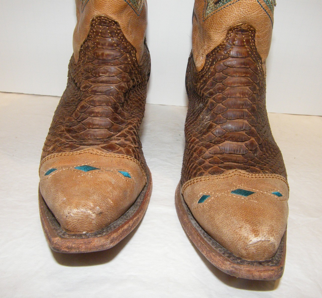 Corral Vintage C2693 Python Aztec Indian Teal/Bro… - image 10