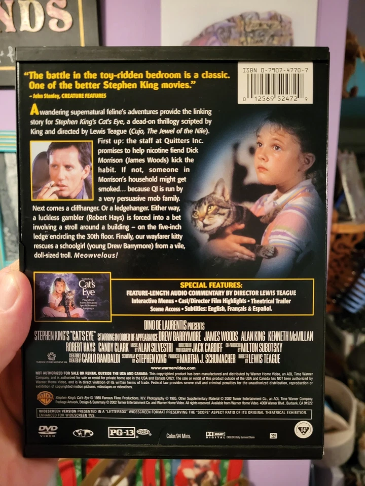 Cat's Eye Dvd (1985) Widescreen Version Drew Barrymore,James Woods - Image 2 of 4