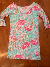 Women's Lilly Pulitzer Blue Pink Jellyfish Print Dress XS