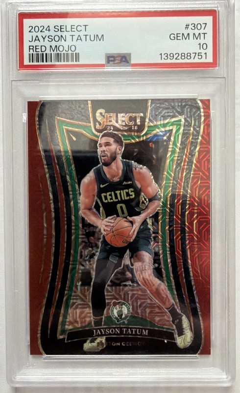 2024-25 Panini Select - Jayson Tatum #307 Red Mojo /20. PSA 10. Celtics.