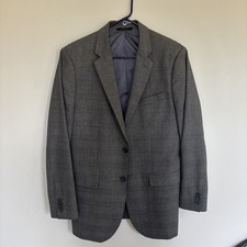 Banana Republic Blazer 42R Gray Check charcoal Tailored Slim Sport Coat