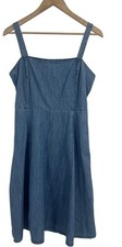 Gap Chambray Jumper Square Neck Dress Retro Y2K Size 6 Adjustable Straps
