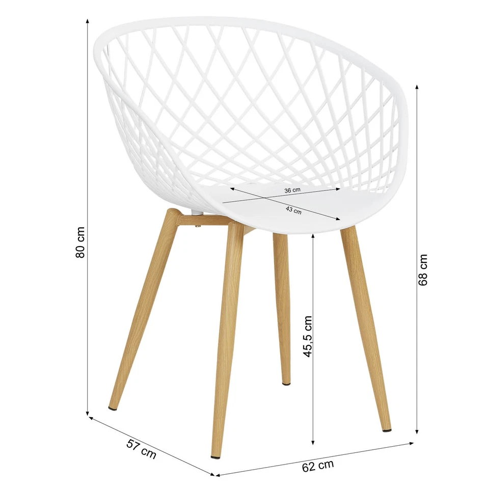 Chaise de jardin Lot de 2 avec accoudoirs Blanc Fauteuils Plastique Homestyle4u - Photo 3/4
