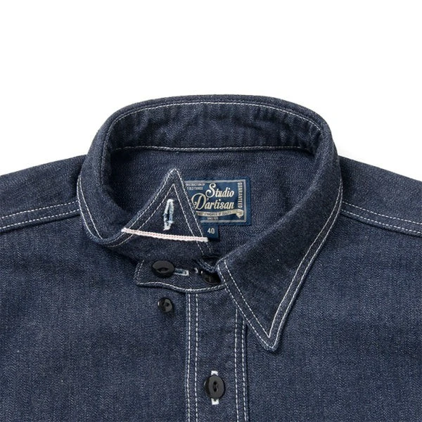 STUDIO D'ARTISAN 5333B-S Denim Short Sleeve Work Shirt Detail