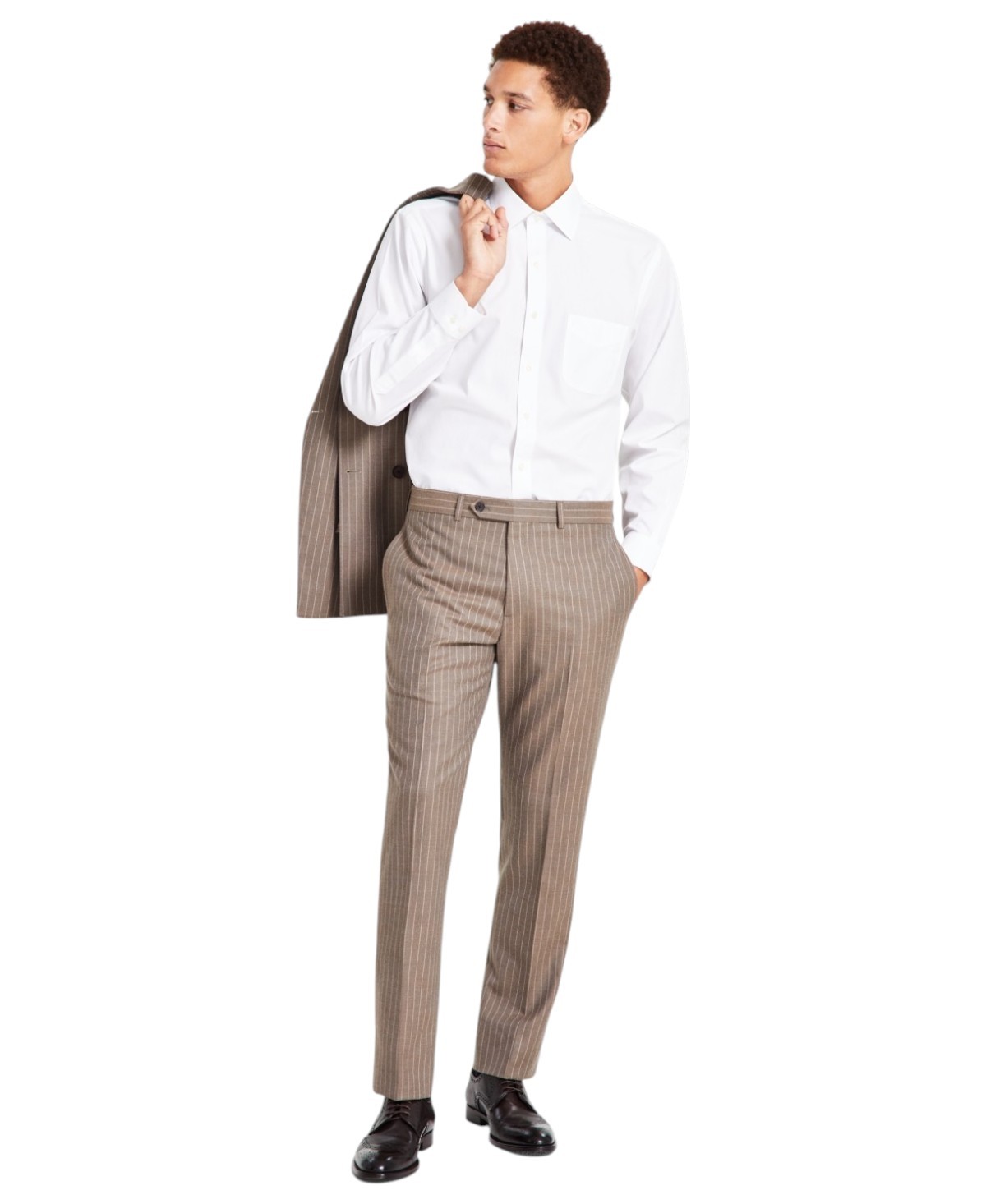 Brooks Brothers Mens Classic fit Dress Pants 38 32 Brown Striped Stretch 10690₽