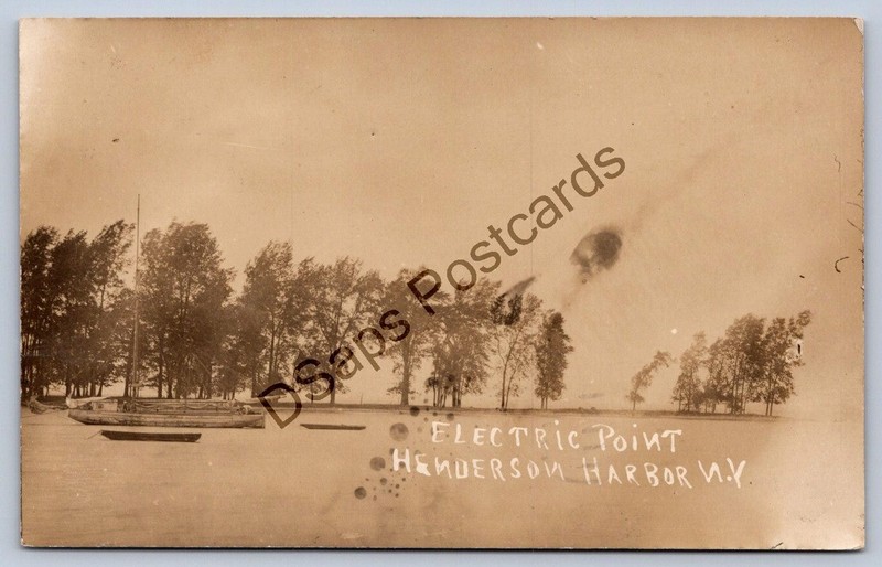 K64/ Henderson Harbor New York RPPC Postcard c1910 Electric Point Ship 100