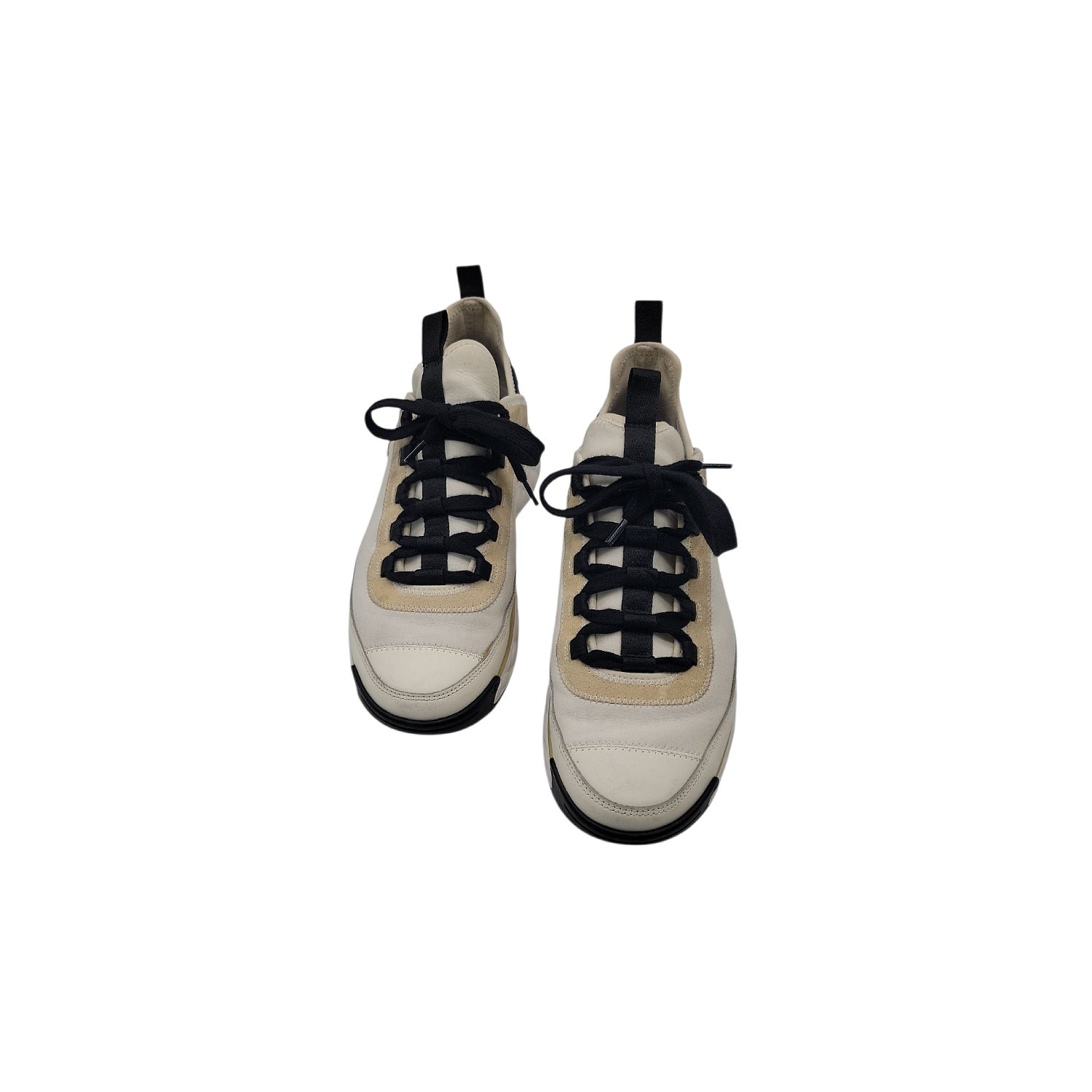 Chanel CC Suede and Leather Sneakers Ivory Black Sz 40 image 4