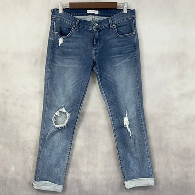 James Jeans Neo Beau Distressed Boyfriend Womens 29 Blue Stretch Low Rise Indie