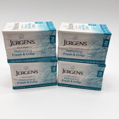 Jergens Bar Soap Fresh & Crisp 4 Box Of 2 Pack 3oz each ( 8 total bars) 6/2025